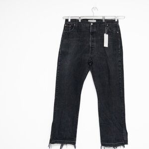 EB DENIM  - Vintage Unraveled distressed high-rise straight-leg jeans